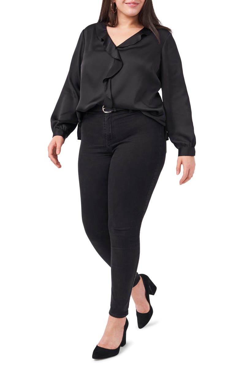 Vince Camuto Ruffle Front Satin Blouse, Alternate, color,