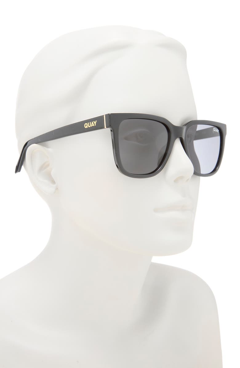 QUAY 45mm Square Sunglasses, Alternate, color, Black/ Smoke Polarize