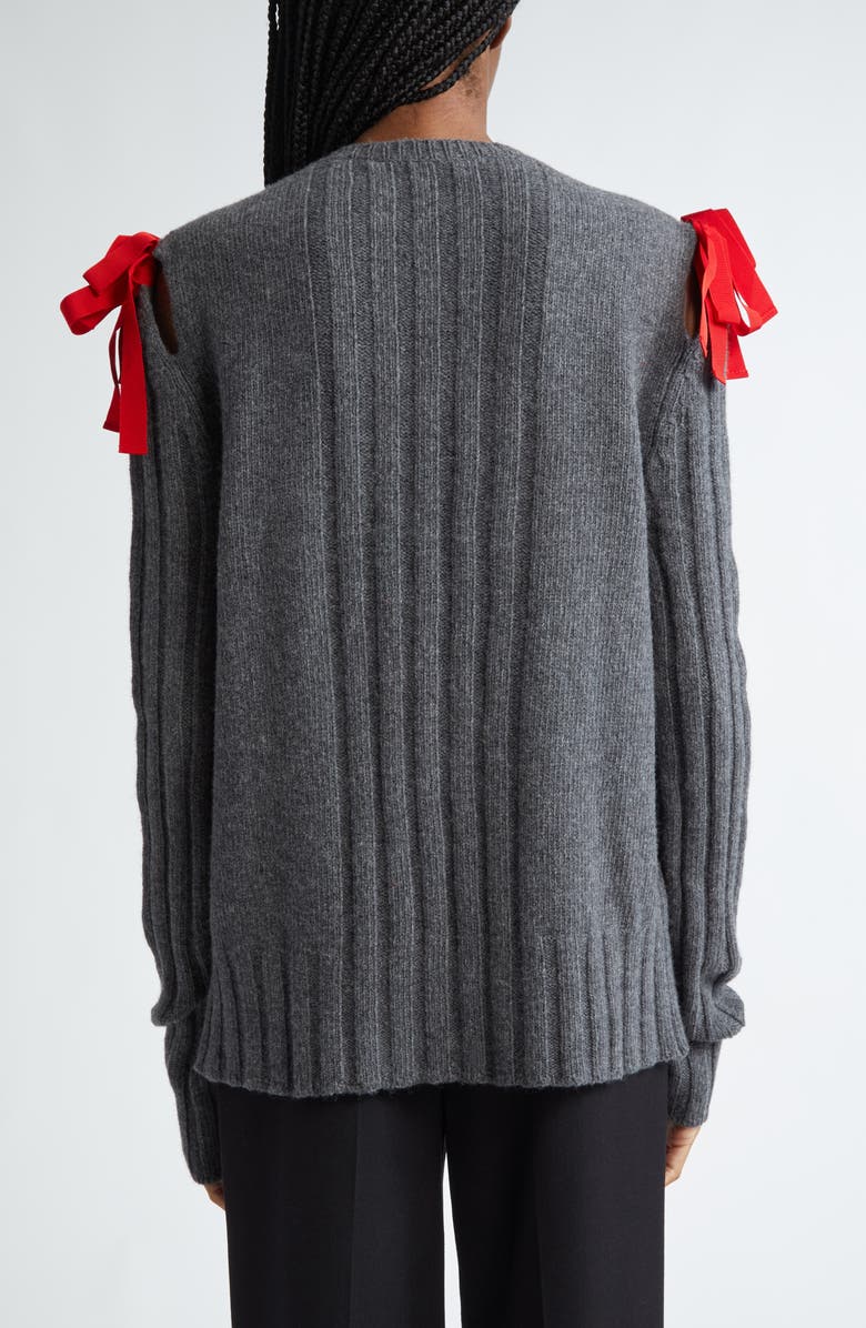 Molly Goddard Ozzy Bow Shoulder Wool Sweater, Alternate, color, 