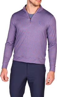 TailorByrd Football Print Quarter Zip Long Sleeve Performance Polo