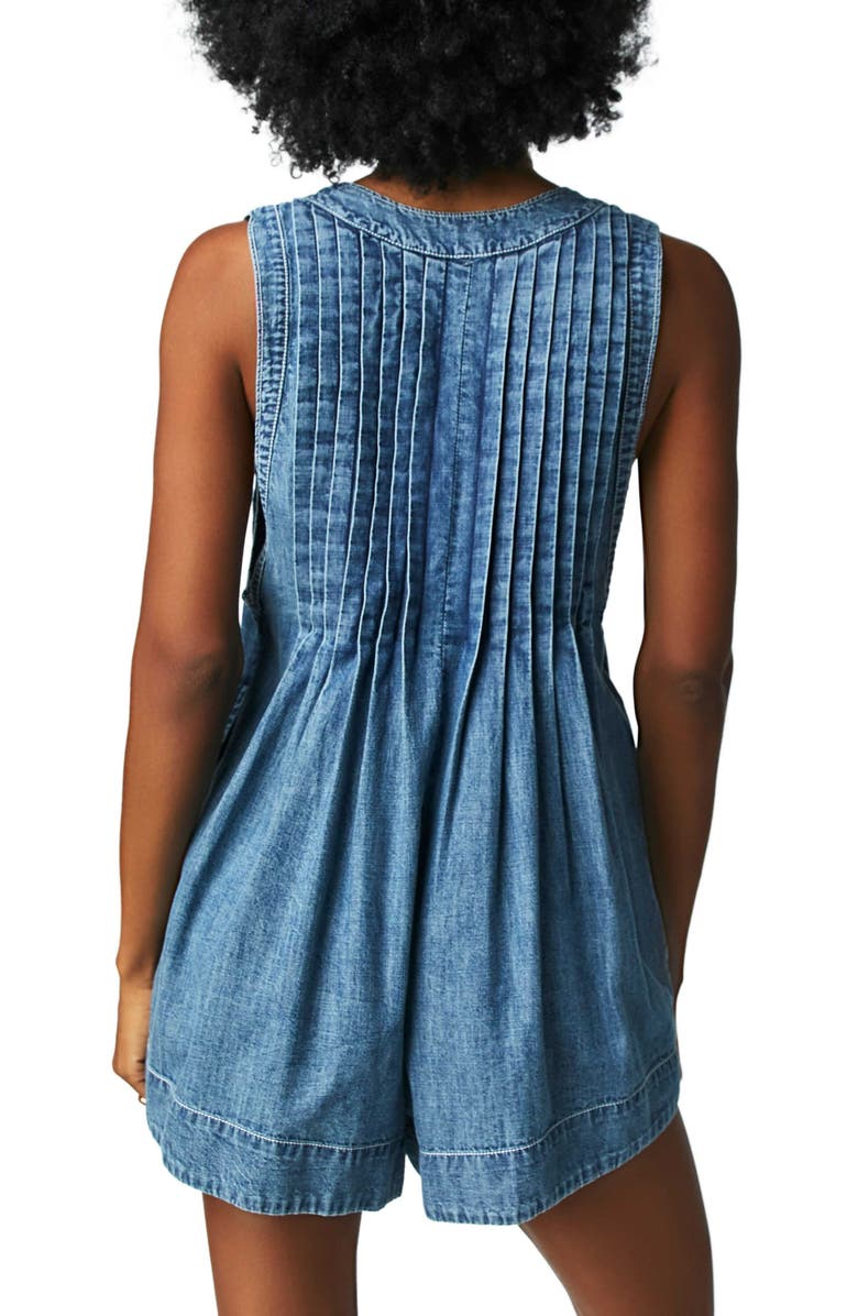 Free People Webster Denim Romper, Alternate, color, Falling Rain Wash