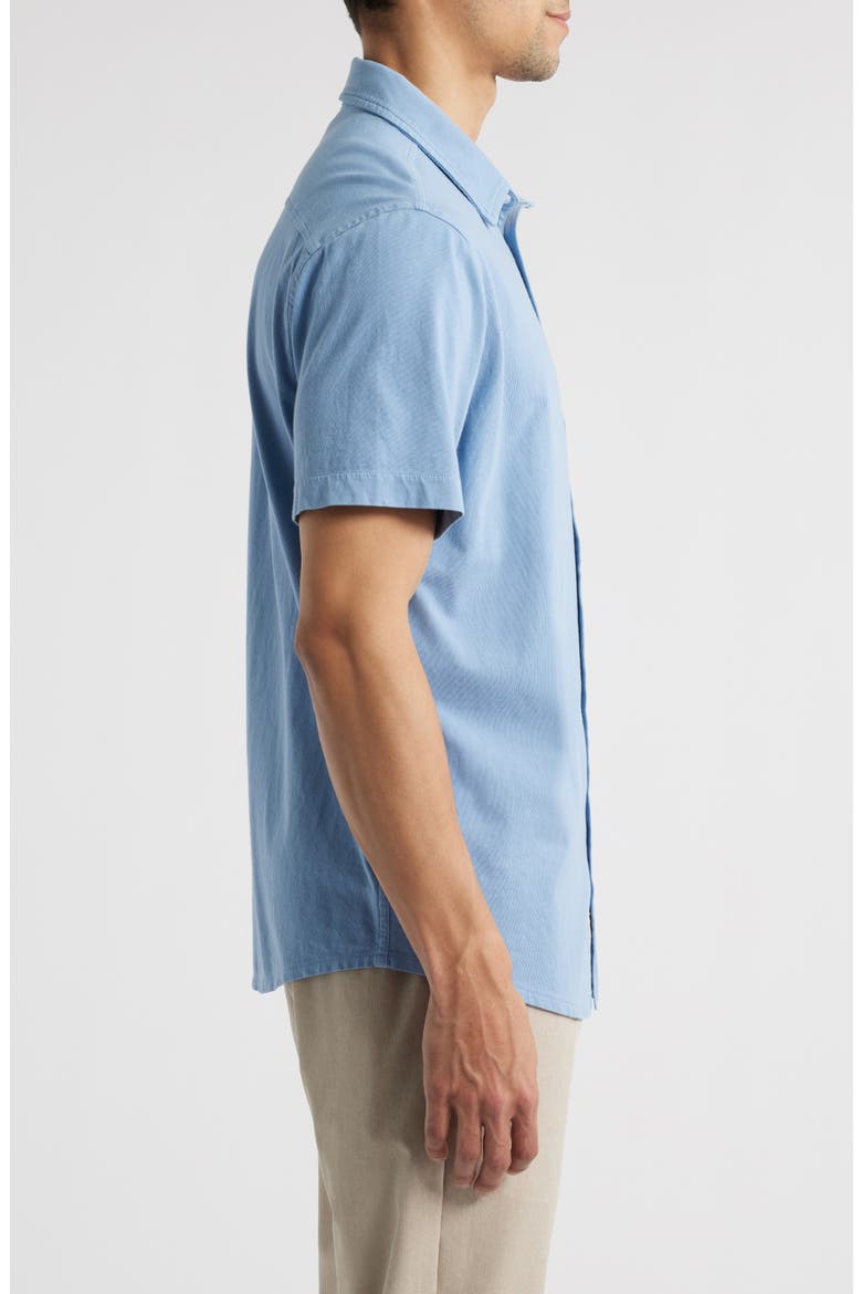 Saltaire Organic Cotton Knit Short Sleeve Button-Up Shirt, Alternate, color, LIGHT BLUE