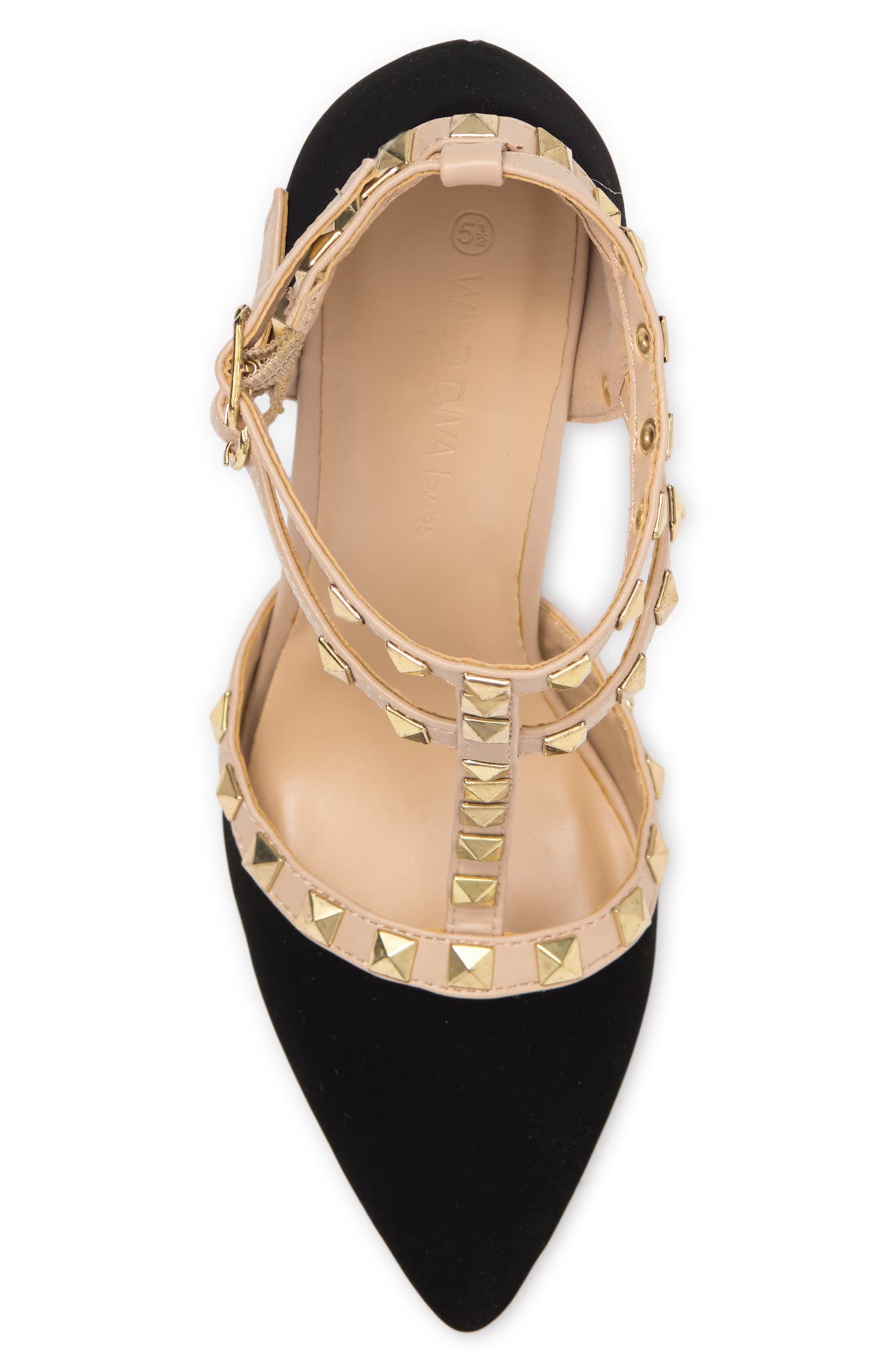 WILD DIVA LOUNGE Studded T-Strap Stiletto Pump, Alternate, color, 