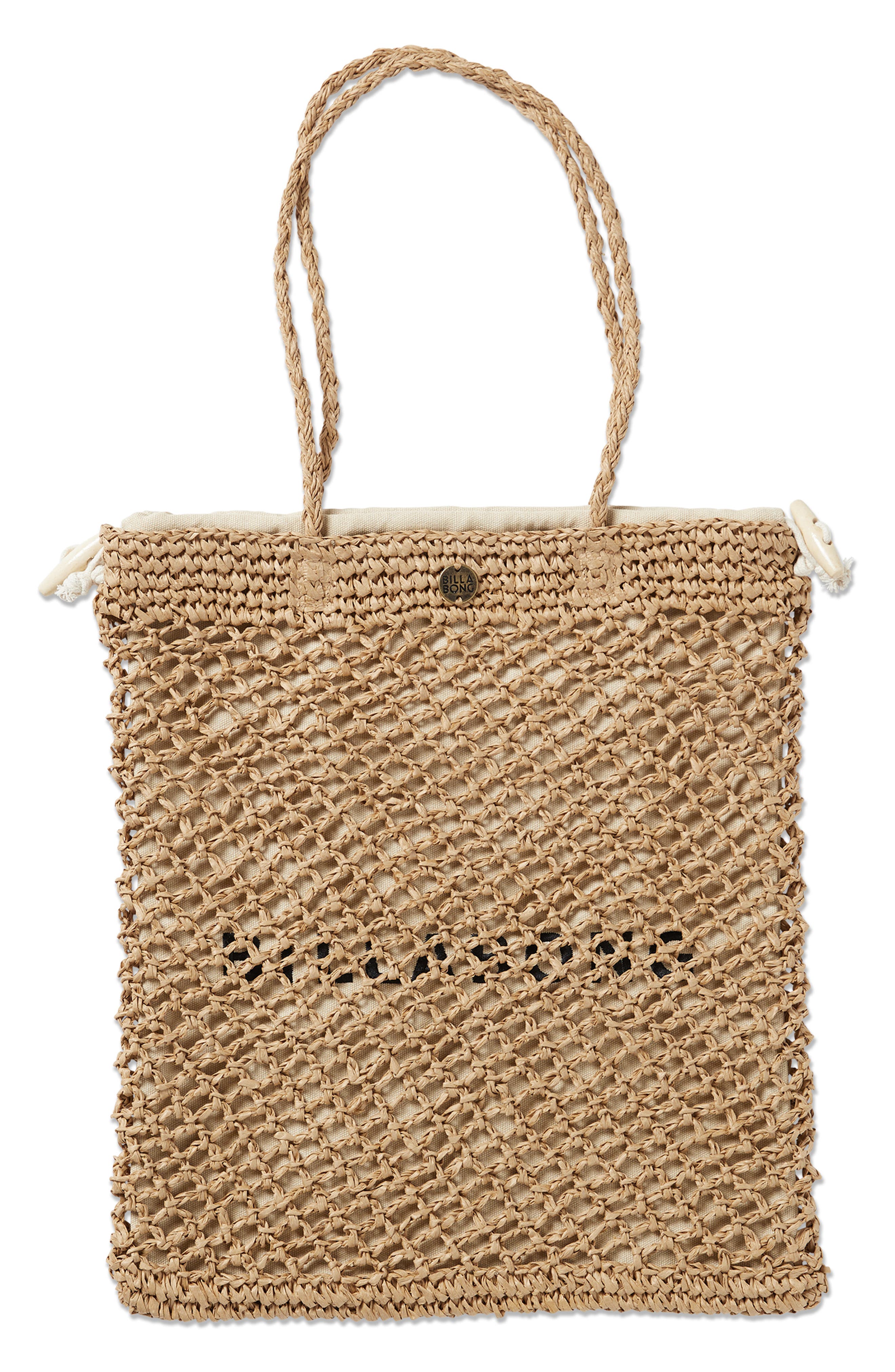 Billabong Two Cute Straw Tote, Main, color, 