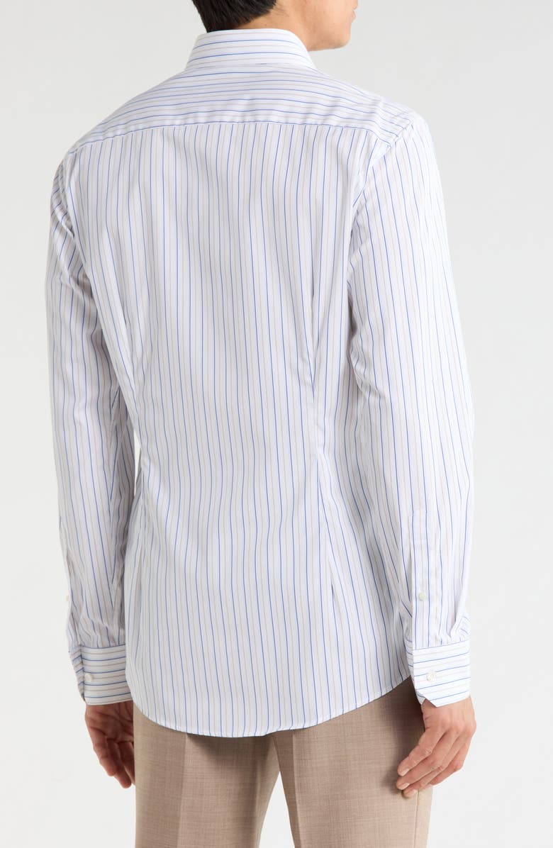 Eton Slim Fit Stripe Dress Shirt, Alternate, color, Medium Blue
