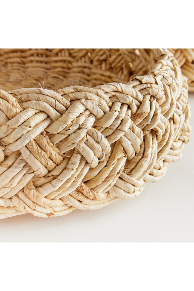 27" Abaca French Braided Handcrafted Decorative Baskets Set of 2, Alternate, color, Beige