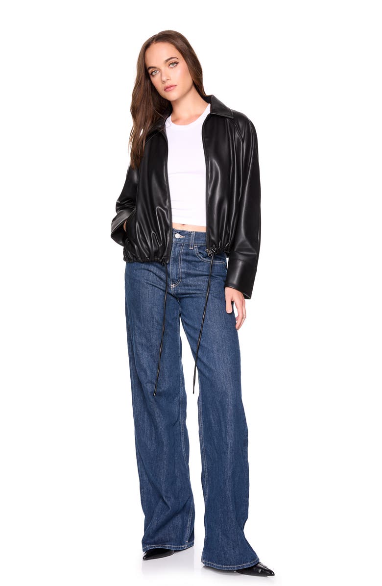 Susana Monaco Faux Leather Full Zip Jacket, Alternate, color, Black