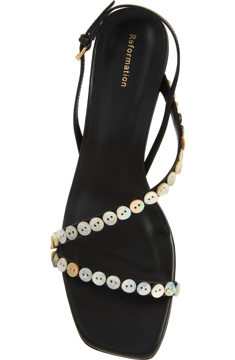 Reformation Shoshana Sandal, Alternate, color, Black Leather Shell Buttons