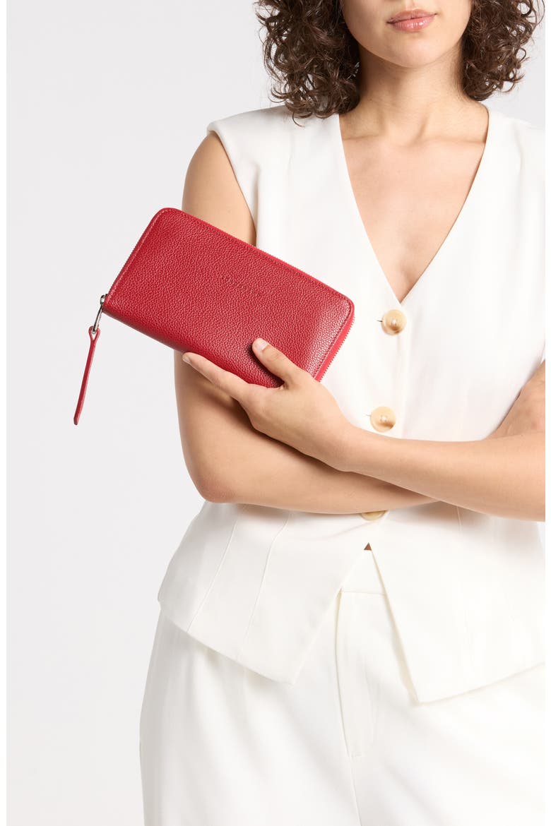 Leather Zip Wallet, Alternate, color, VERMILION