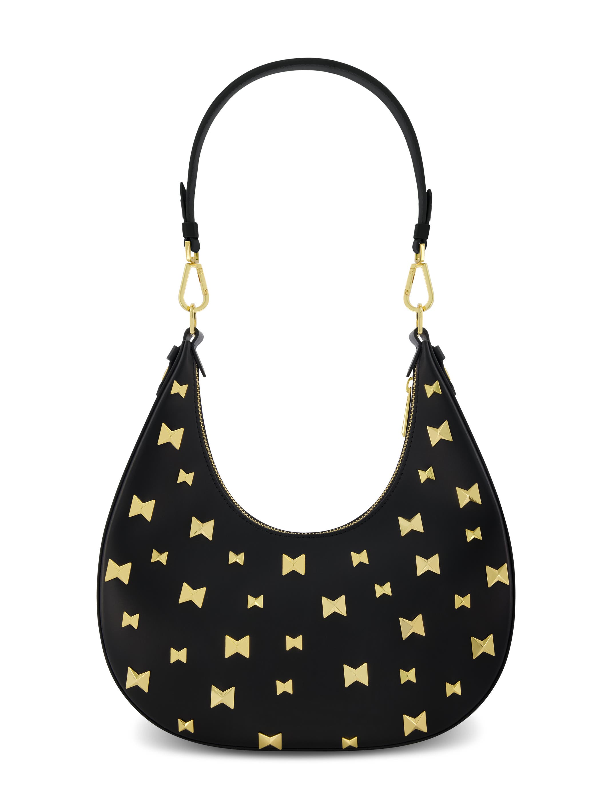 Gold Plated Hardware Leather Hobo Bag, Alternate, color, Black