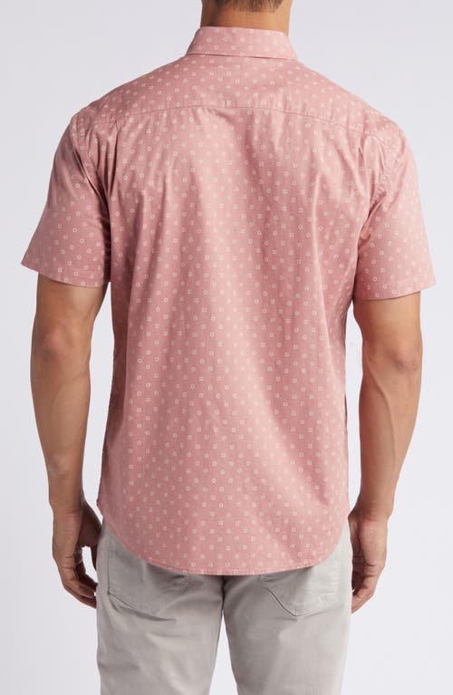 Faherty Playa Short Sleeve Stretch Organic Cotton Button-down Shirt In Sandstone Red Sunburst