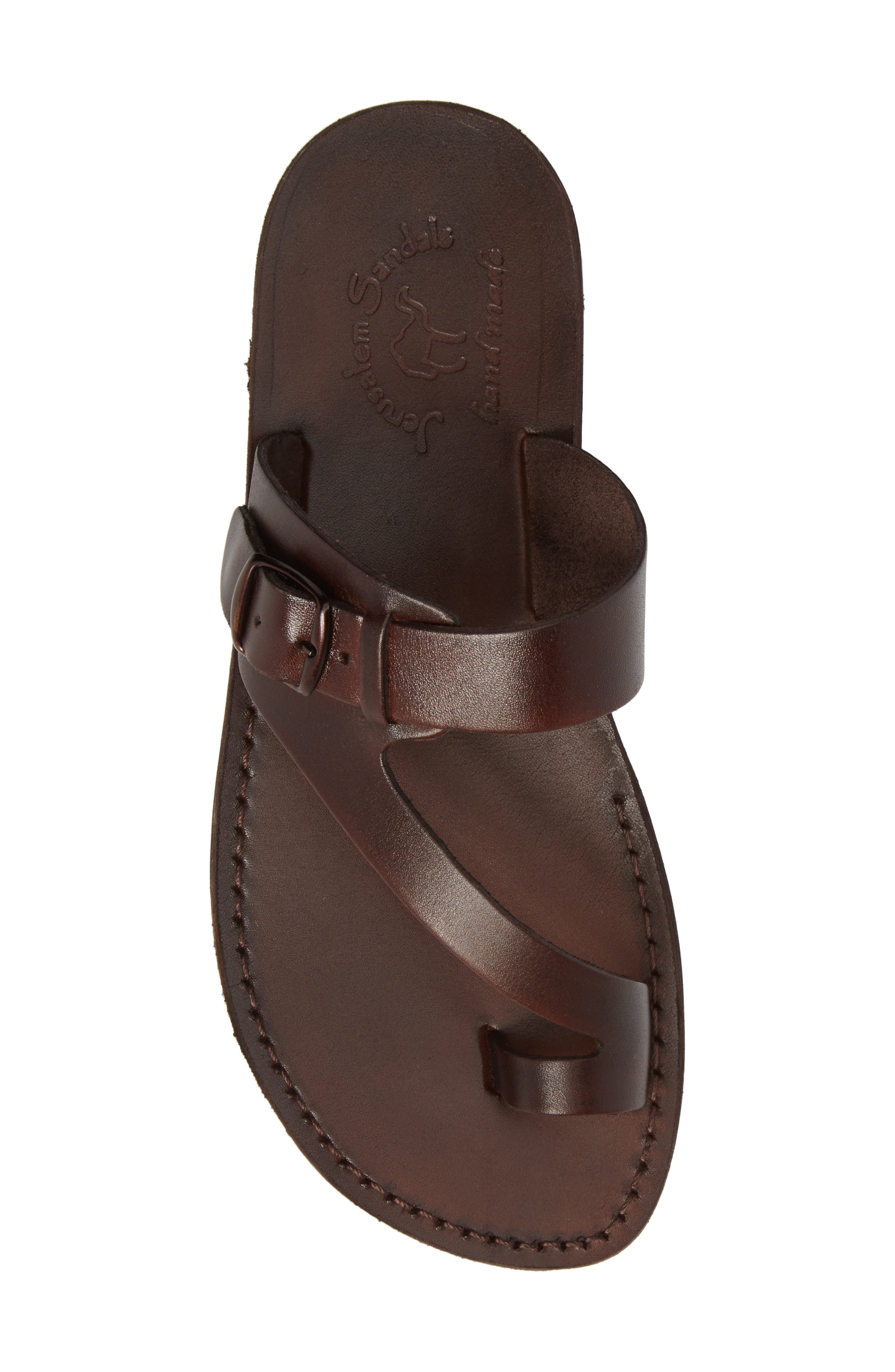 Abner Toe Loop Sandal, Alternate, color, BROWN LEATHER