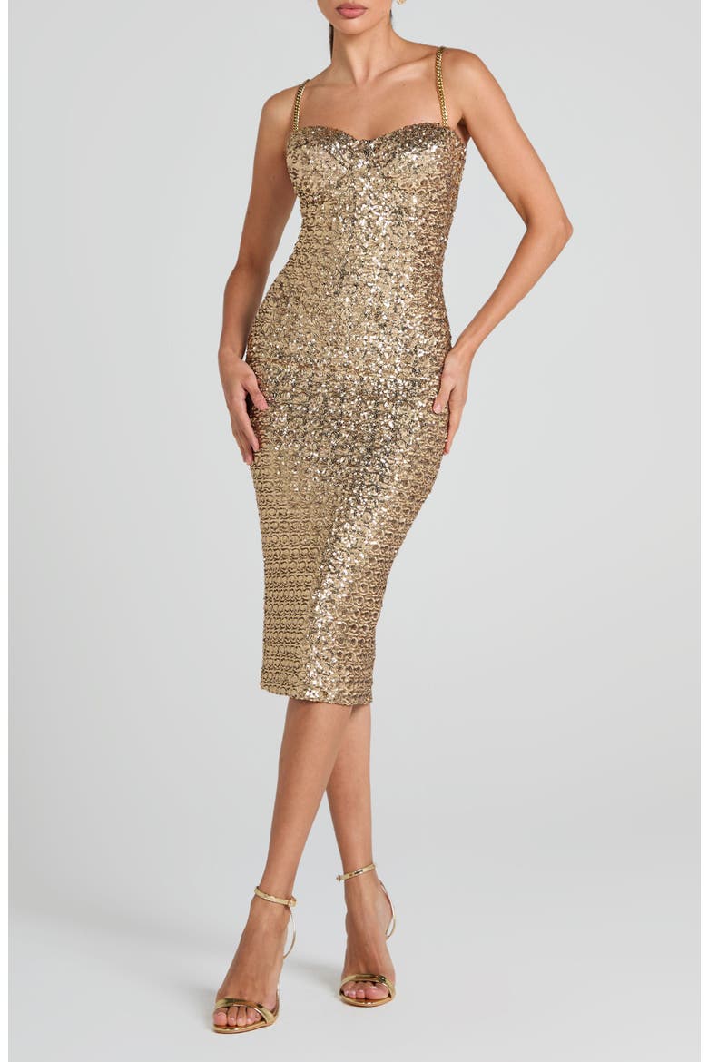 Nina Sequin Body-Con Cocktail Dress, Main, color, GOLD