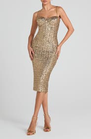 NADINE MERABI Nina Sequin Body-Con Cocktail Dress