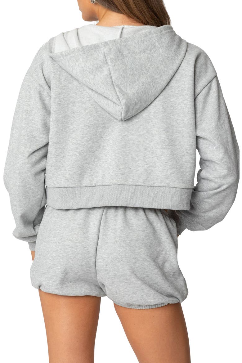Robina Zip Crop Hoodie, Alternate, color, GRAY-MELANGE