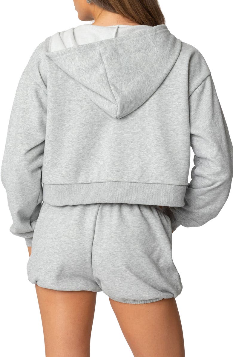EDIKTED Robina Zip Crop Hoodie, Alternate, color, Gray-Melange