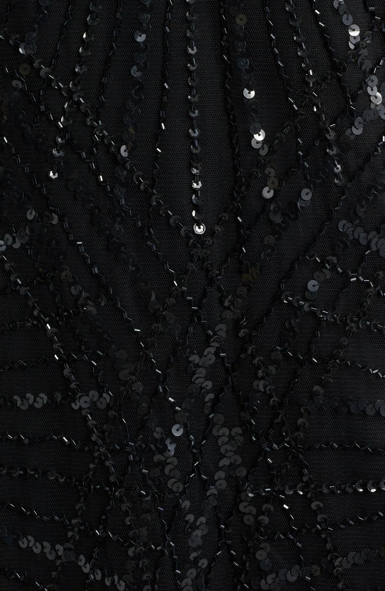 Pisarro Nights Beaded Sleeveless Tulle Gown, Alternate, color, Black 001