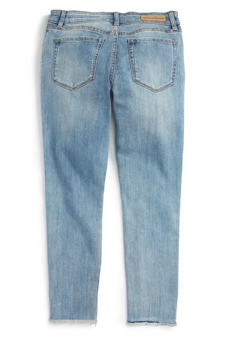 Treasure&Bond Raw Hem Crop Girlfriend Jeans, Alternate, color, LUXE BLEACH DESTROY