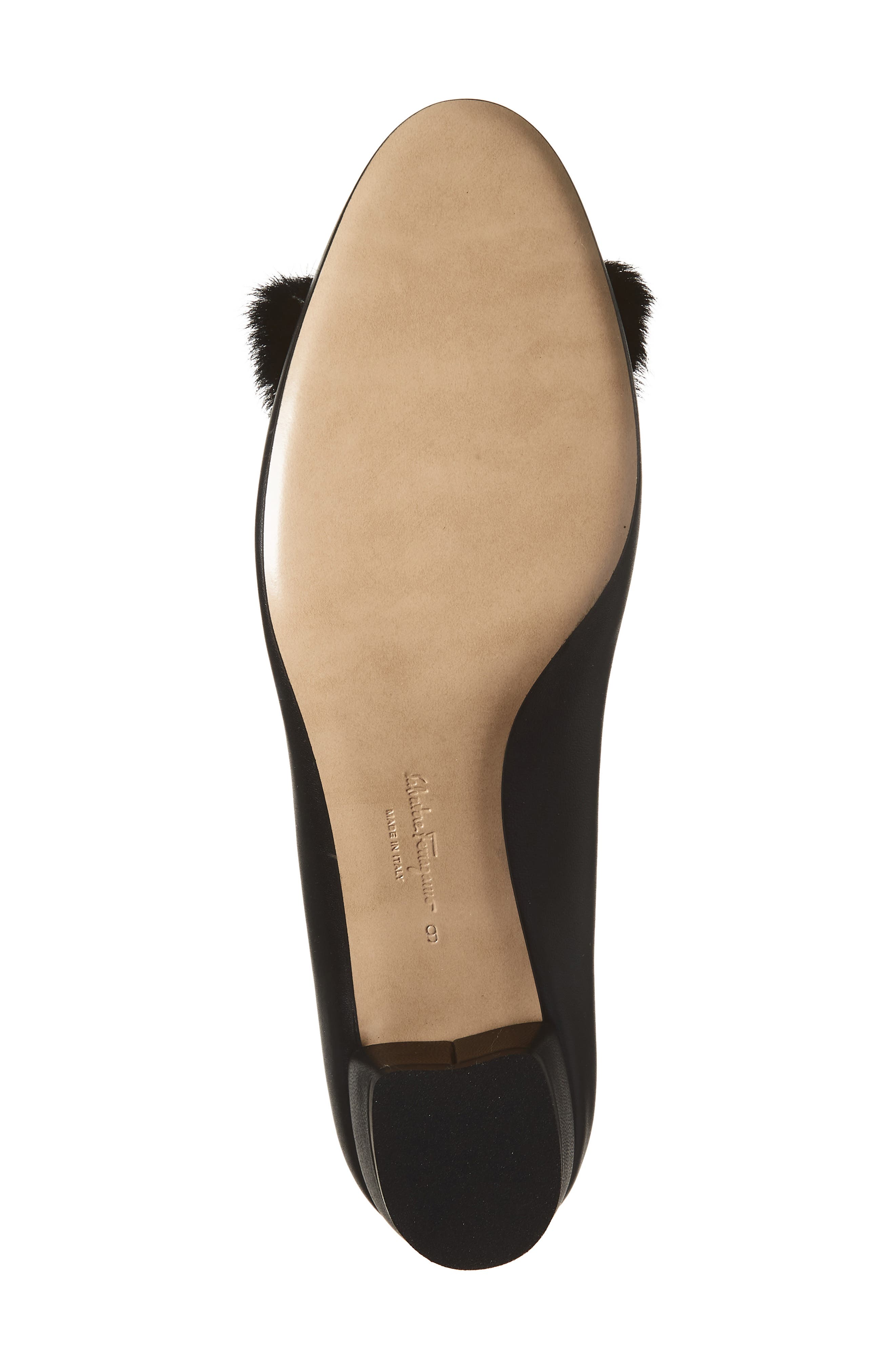 FERRAGAMO Vara Genuine Shearling Bow Pump, Alternate, color, Nero Biscotto Ai2011