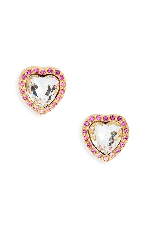 Pavé Crystal Heart Stud Earrings