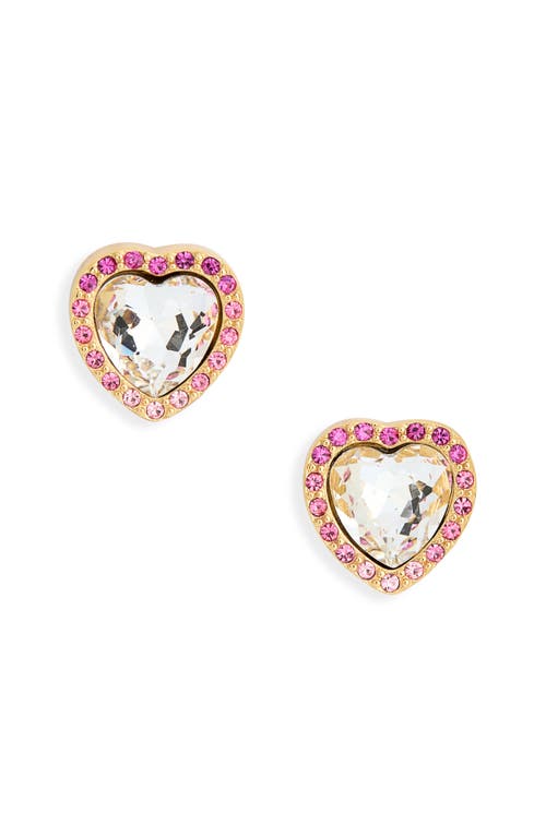 Kurt Geiger London Pavé Crystal Heart Stud Earrings In Multi