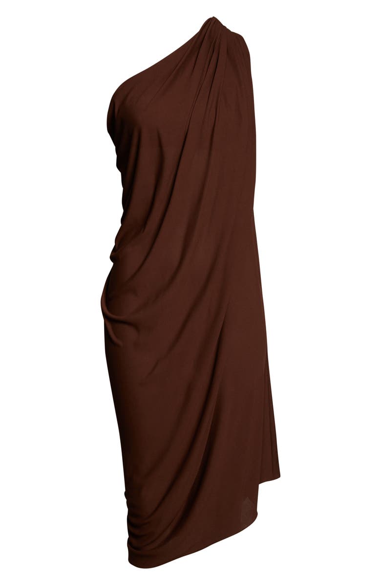 Michael Kors Collection Draped Matte Jersey One-Shoulder Dress, Alternate, color, Espresso 207