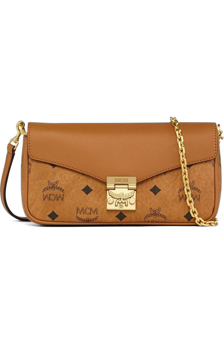 MCM Tracy Crossbody in Visetos Leather Mix, Main, color, Cognac