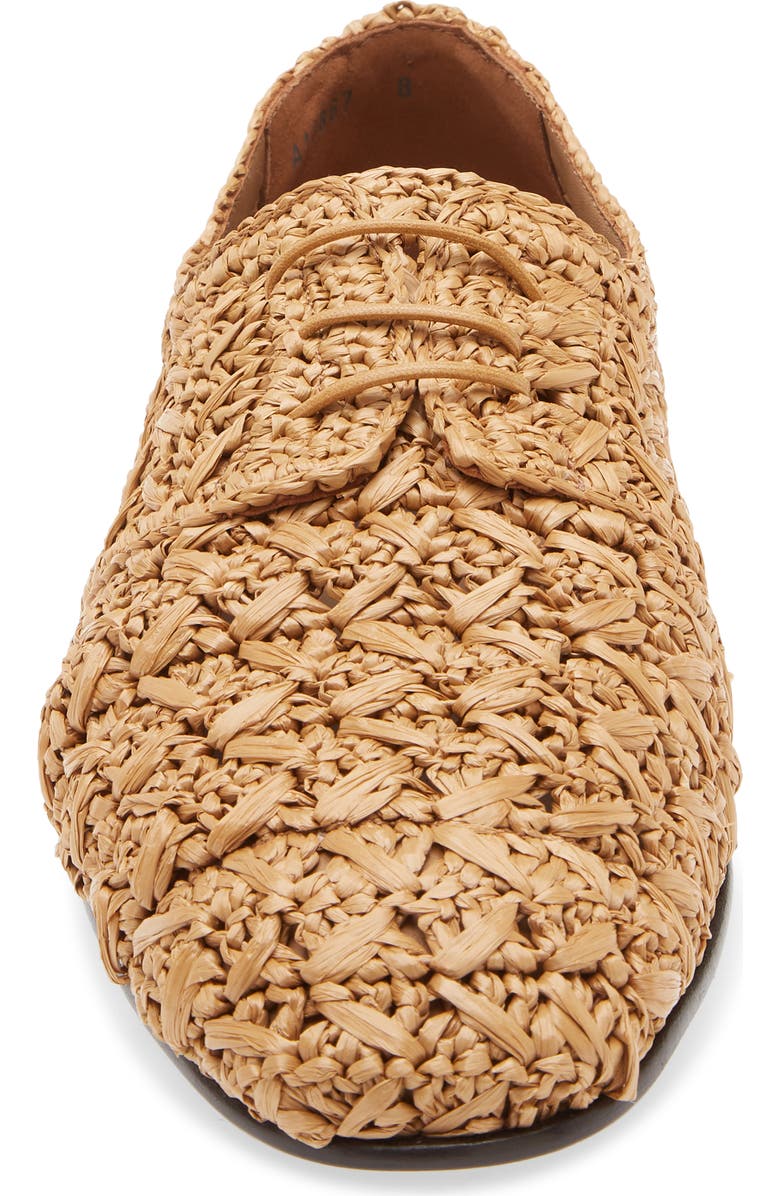 Dolce&Gabbana Raffia Lace-Up Loafer, Alternate, color, Naturale/ Cammello