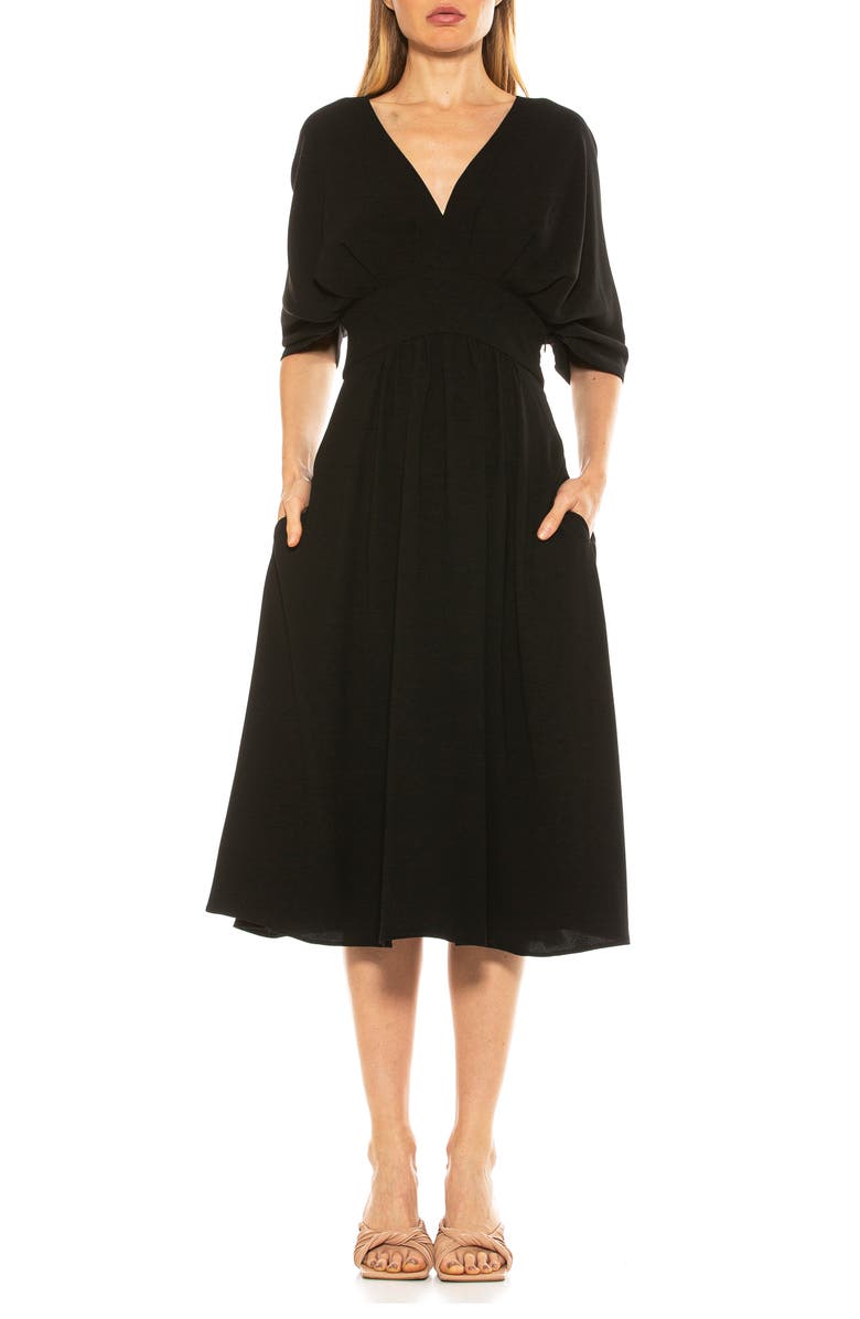 Alexia Admor August Draped Midi Fit & Flare Dress, Main, color,