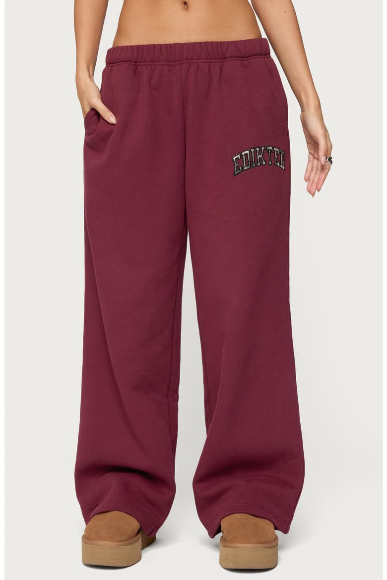 Camo Crush Logo Wide Leg Sweatpants, Main, color, BURGUNDY