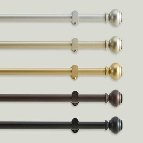 Manor Single Curtain Rod With Rounded Globe Finial
