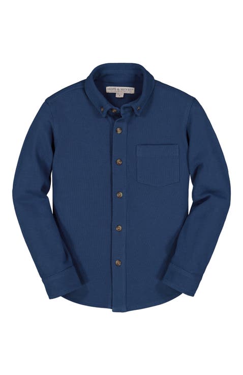 Baby Boys' Organic Pique Button Down Shirt, Infant