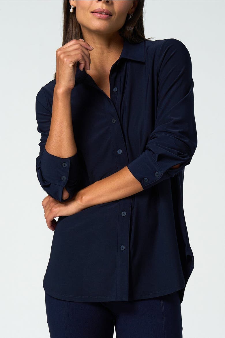 Katherine Stretch Button-Up Shirt, Main, color, Navy
