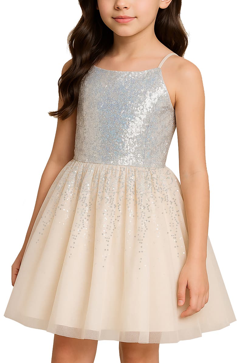 Zunie Kids' Sequin Dress, Alternate, color, Champagne