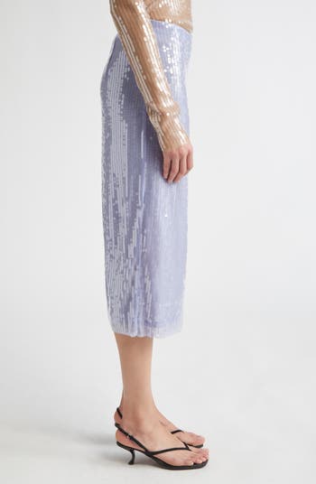 Sheer Sequin Pencil Skirt