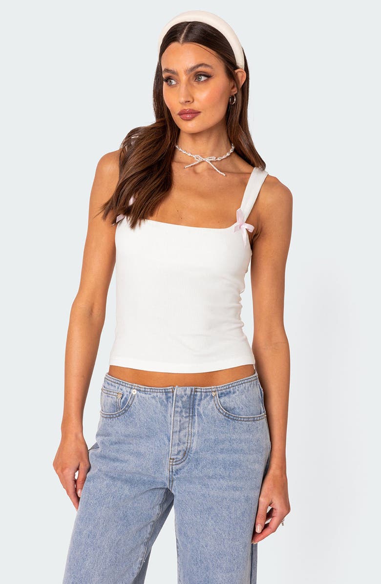 EDIKTED Lola Rib Crop Tank, Alternate, color, White