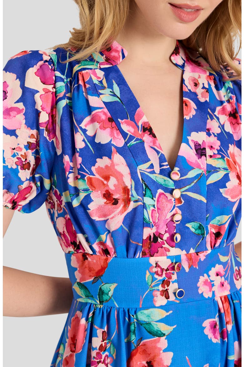 Floral Fit & Flare Dress, Alternate, color, PERI FLORAL