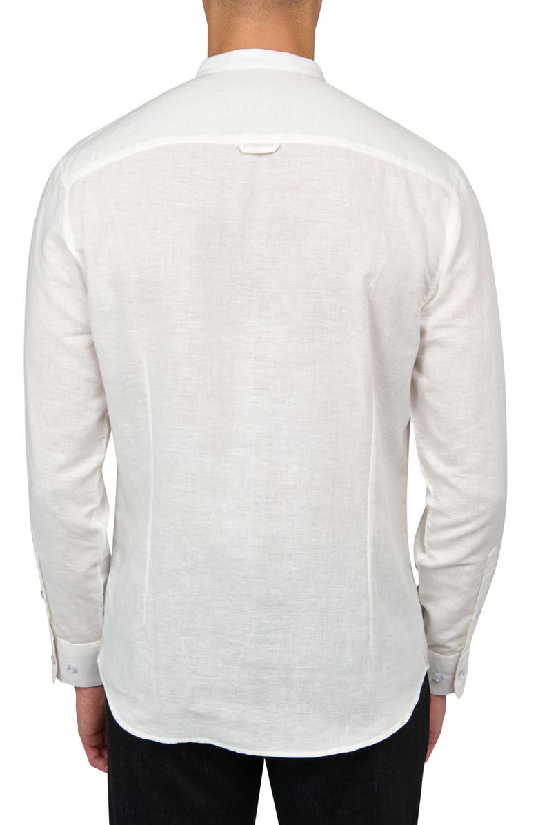 Brooklyn Brigade Slim Fit Solid Linen Cotton Long Sleeve Shirt, Alternate, color, White