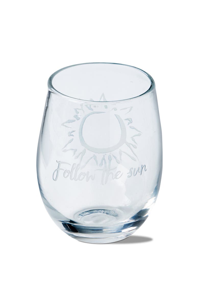 tag Follow The Sun Etched Clear Glass Stemless Drinkware, Main, color, Clear