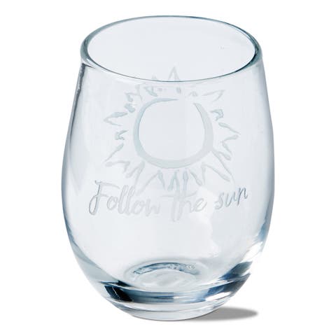Follow The Sun Etched Clear Glass Stemless Drinkware