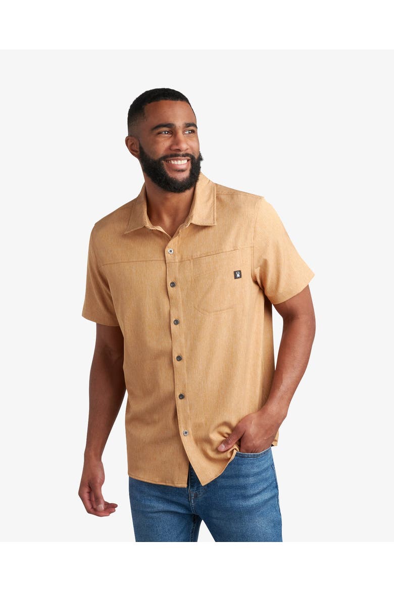 Men Short Sleeve Mini Stripe, Main, color, Carmel