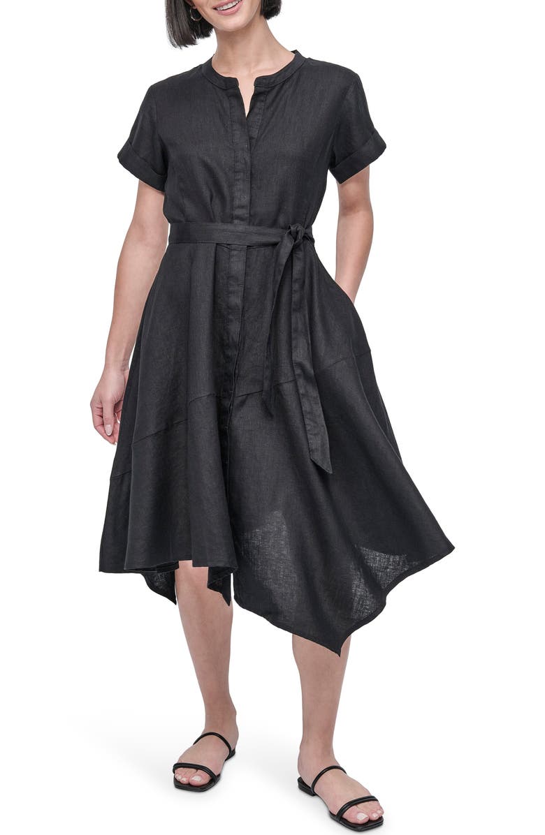 DKNY Asymmetric Linen Shirtdress, Main, color, 