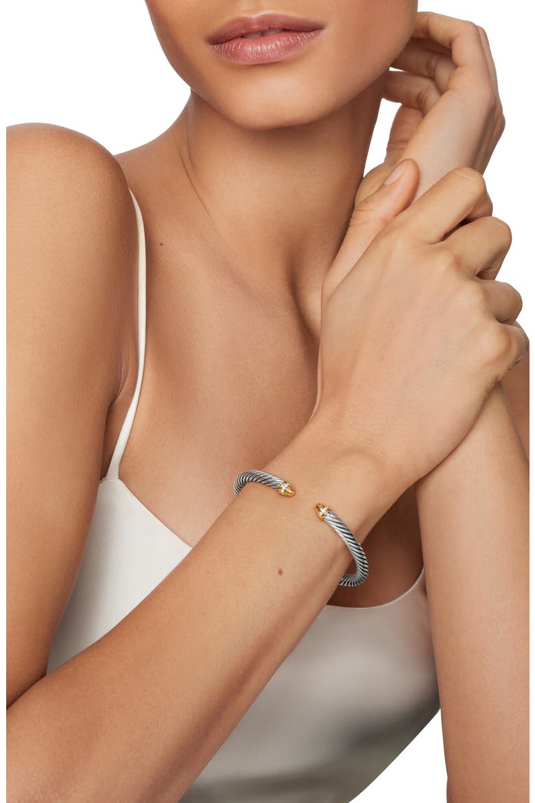 Cable Classics Bracelet with 18K Gold Domes & Diamonds, 5mm, Alternate, color, GOLD DOME