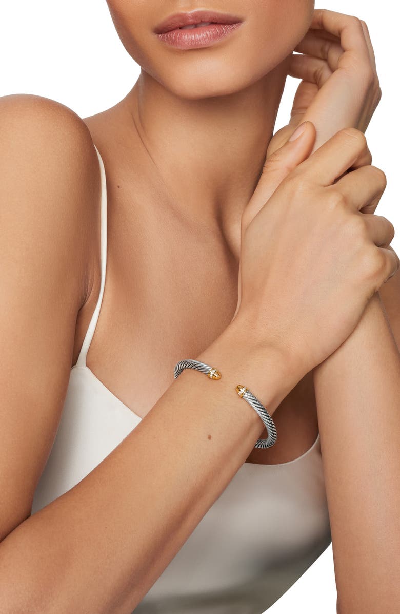 David Yurman Cable Classics Bracelet with 18K Gold Domes & Diamonds, 5mm, Alternate, color, Gold Dome