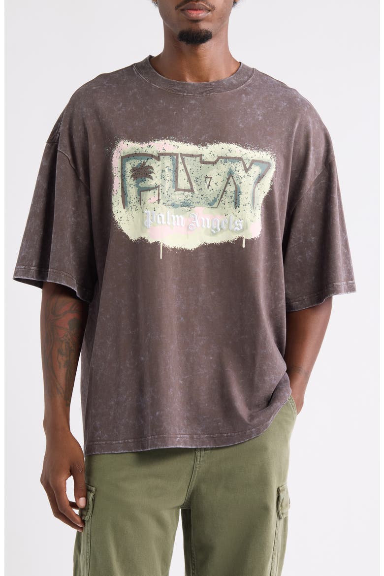 Oversize Box Logo Graphic T-Shirt, Main, color, CHOCOLATE BROWN