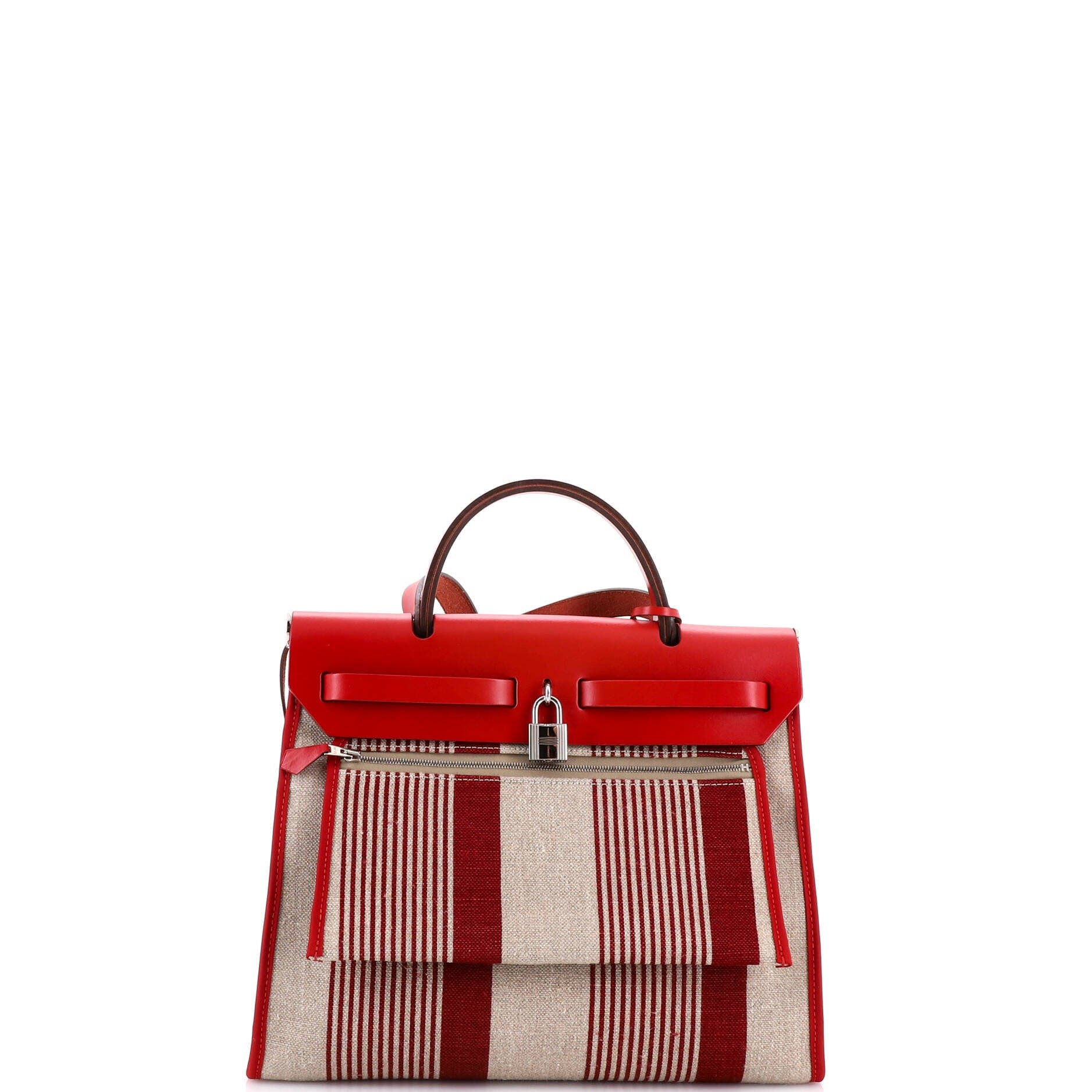 Pre-Owned Hermes Herbag Zip H Vibration Toile and Leather 31, Alternate, color, Rouge Piment