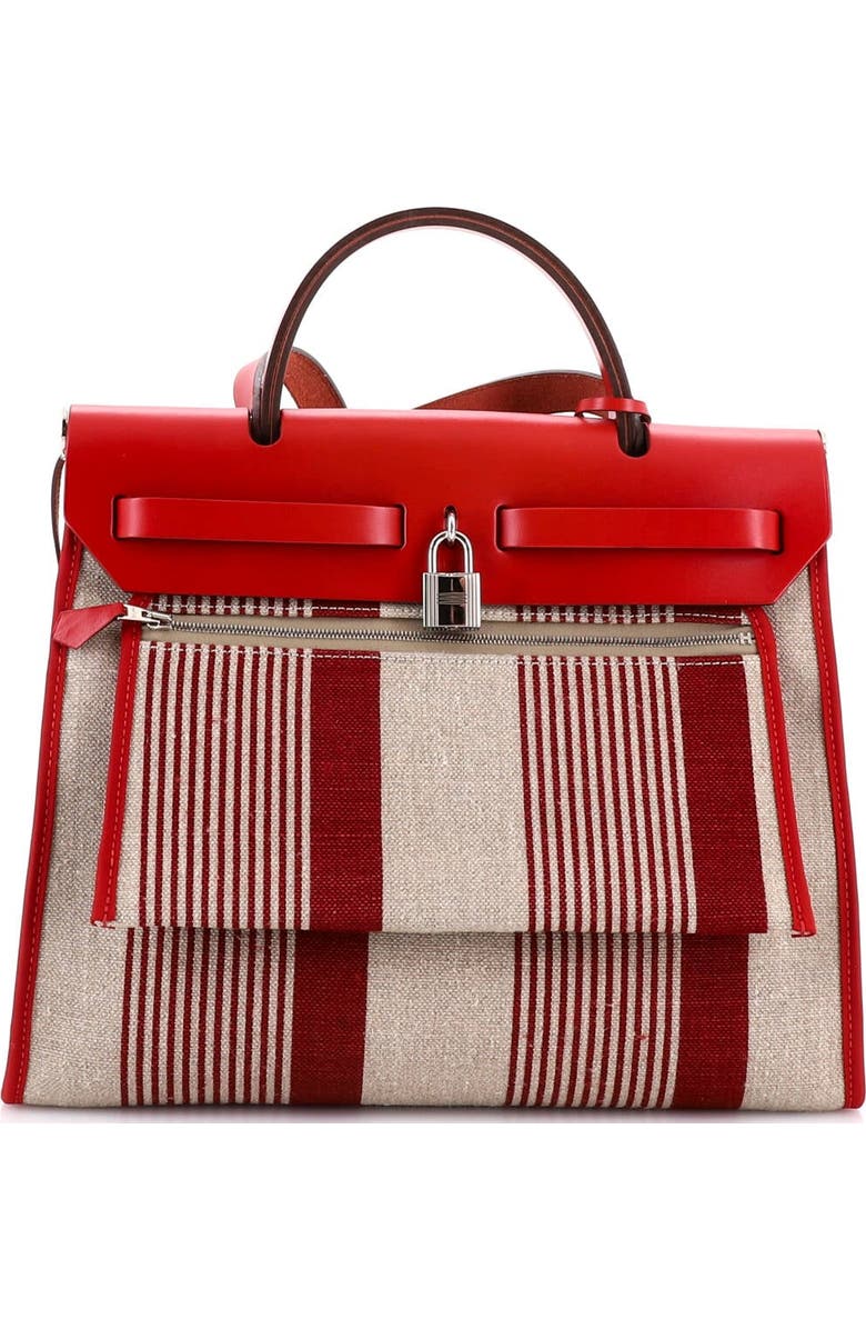 Pre-Owned Hermes Herbag Zip H Vibration Toile and Leather 31, Alternate, color, Rouge Piment