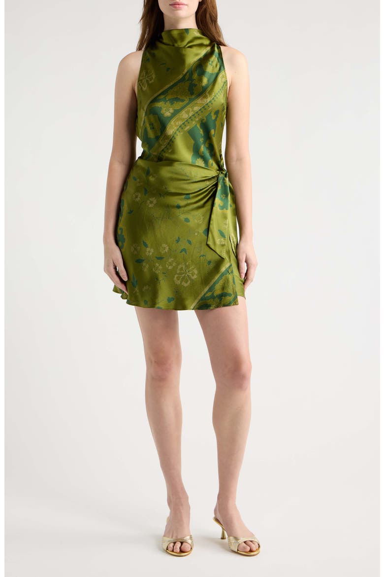 Stelliana Placed Print Scarf Dress, Main, color, EMERALD TAPESTRY