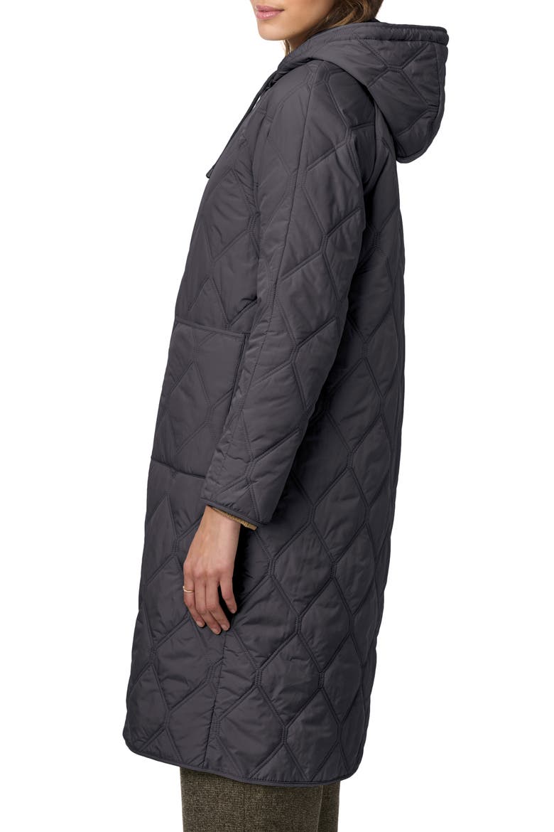 Diamond Quilted Hooded Coat, Alternate, color, TITAN