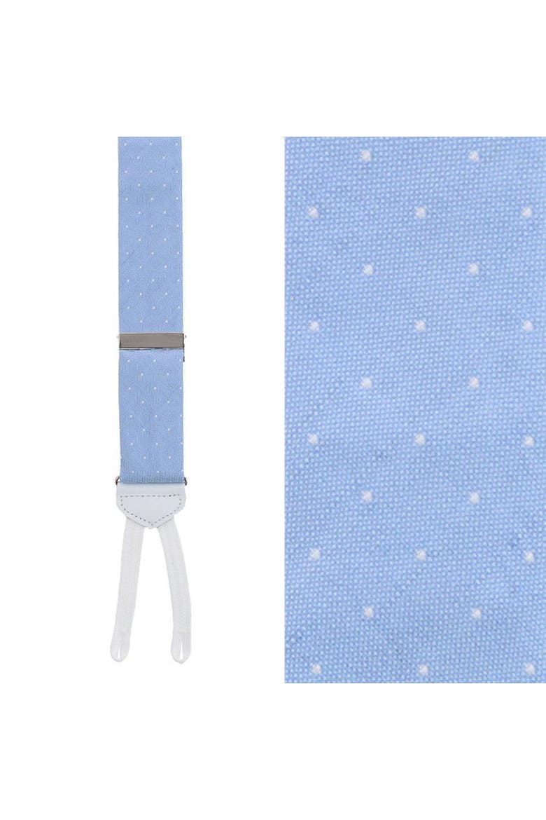 Churchill Chambray Polka Dot Linen Blend Formal End Suspenders, Main, color, Light Blue with Polka Dots